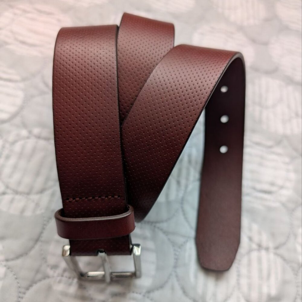 Men`s Perforated Leather Brown Belt Nordstrom Size 36
